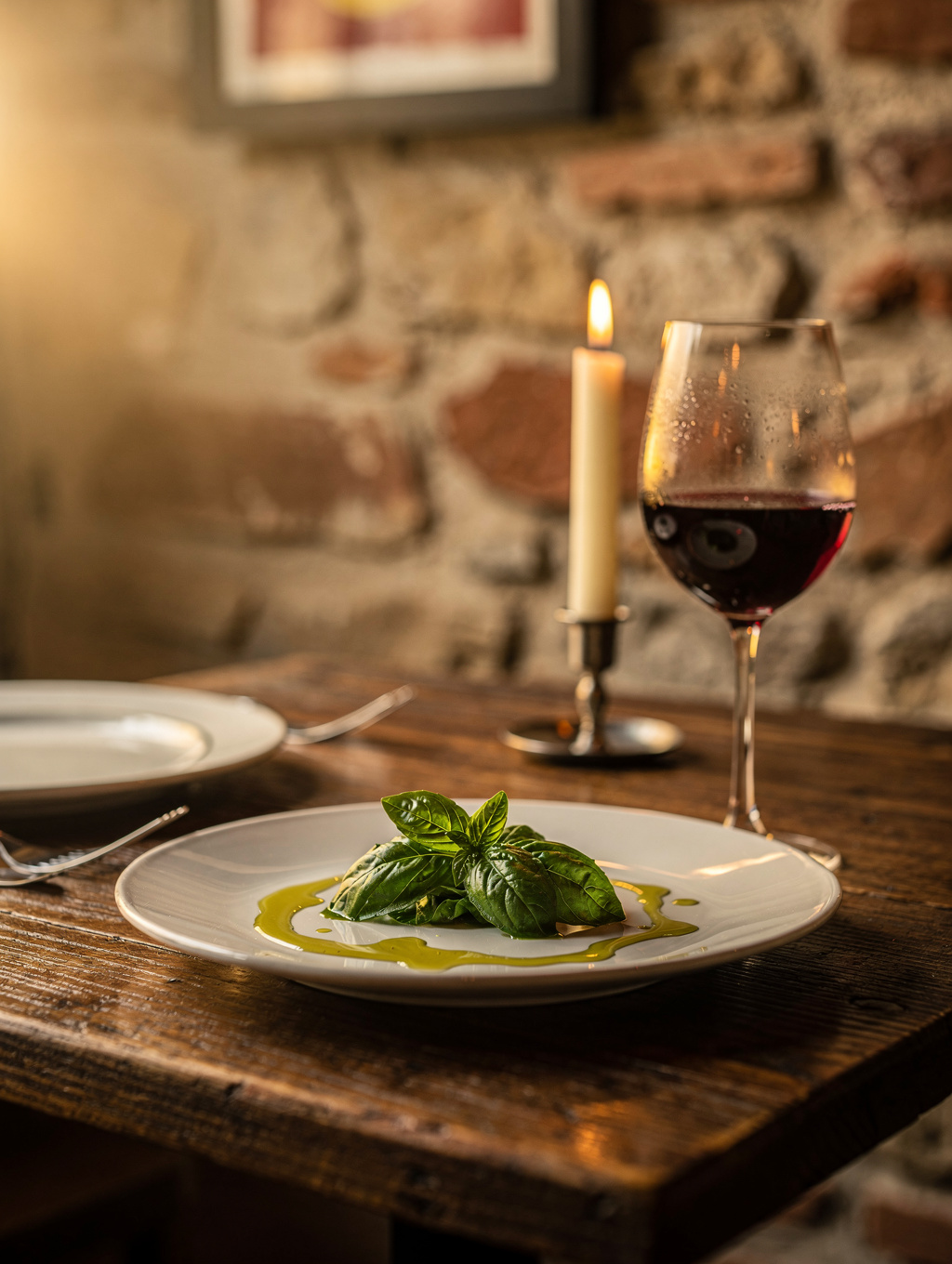 An intimate dinner setting in a traditional Florentine restaurant